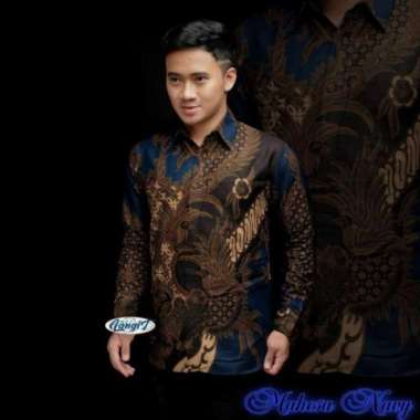 Kemeja Batik Navy Seragam Nikahan Biru Navy Baju Kerja Batik Pria Navy kode j M