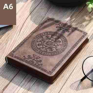 Buku Catatan Jurnal Notebook Leather Cover Vintage Pattern A6 WH-1564 Kecil Aesthetic Tebal Lucu Mur