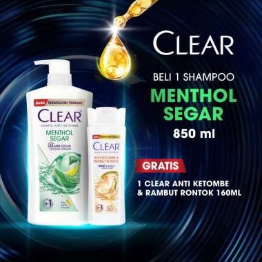 Buy CLEAR Anti Ketombe Anti Dandruff Ice Cool Menthol Shampoo [850 mL] Free Clear Shampoo Anti Ketom