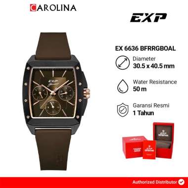 Jam Tangan Wanita Expedition EXP Glamour EX 6636 BFRRGBOAL Women Brown Dial Brown Rubber Strap