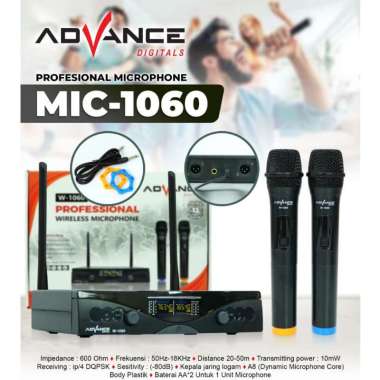 Advance Microphone W1060 Mikrofon Tanpa Kabel Wireless bisa untuk Karoke 1 Tahun Garansi Resmi