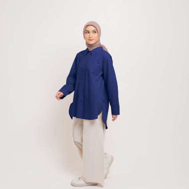 DAUKY Atasan Tunik Kemeja Wanita Katun Paris Polos M Tunic Basic Katun Pamela XL Navy