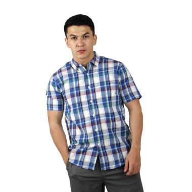 Redcliff Kemeja Pria Kotak - Kotak Pendek Biru 6BK012003 L