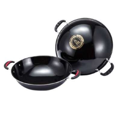 Wajan Kuali Wajan Penggorengan Wokpan Wajan Hitam Enamel Teflon Anti Lengket Wajan Kuping 40CM