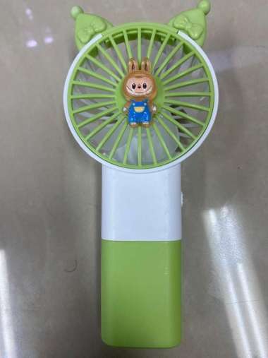 Kipas Angin Genggam Mini Portable Mini Kipas Fan Rechargeable USB Fan Karakter Labubu HIJAU