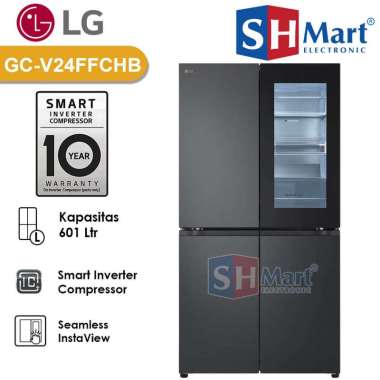 KULKAS LG 4 PINTU KAPASITAS 617 LITER GC-V24FFCHB SMART INVERTER KOMPRESOR GARANSI RESMI