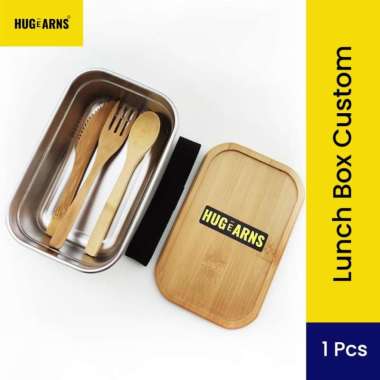 HUGeARNS - Bamboo Lunch Box Custom - Tempat Bekal Kotak makan Bambu Stainless Custom Polypropylene C