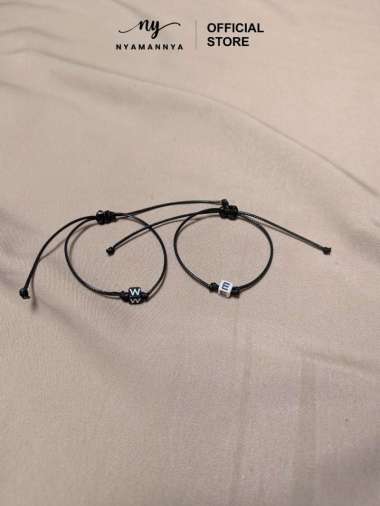 Gelang Tali Korea Tahan Air Waterproof Manik Bisa Request Inisial Huruf Serut Mira Series