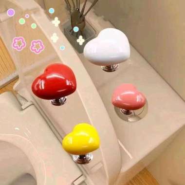 Tempelan Pintu Lemari Bentuk Love/ Handle Pegangan Pengangkat Tutup Closet Flush Toilet Handle Putih