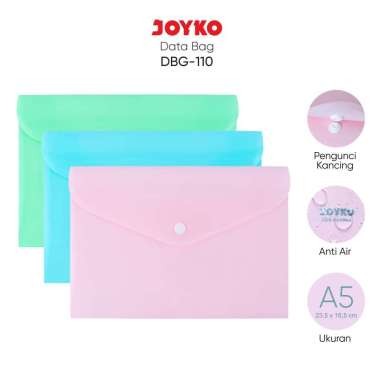 Map Kancing Plastik Data Bag Tas Joyko DBG-110 Pastel Color Pastel Pink