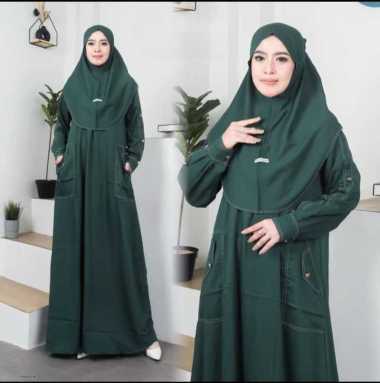 Kiukiu Kirana Set Hijab - Baju Gamis Polos Muslimah + Hijab - Set Gamis Hijab Busui - Gamis Polo Lin