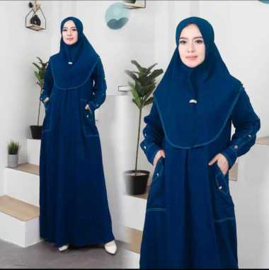 Kiukiu Kirana Set Hijab - Baju Gamis Polos Muslimah + Hijab - Set Gamis Hijab Busui - Gamis Polo Lin
