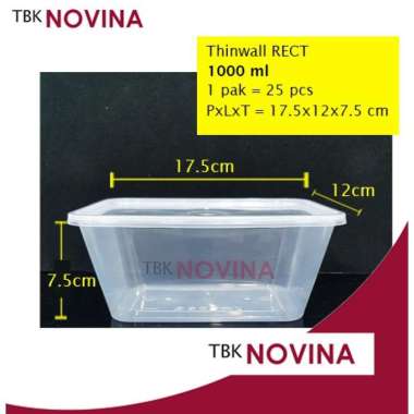 [25PCS] Thinwall 1000ml Kotak Per Pack Rectangle Food Container Kotak Makan Plastik Murah