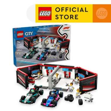 LEGO City 60444 F1 Garage & Mercedes-AMG & Alpine Cars (678 Pieces), Mainan, Building Block, Toys