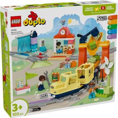 LEGO DUPLO 10428 Big Interactive Community Train (103 Pieces), Building Block, Toys, Mainan Block
