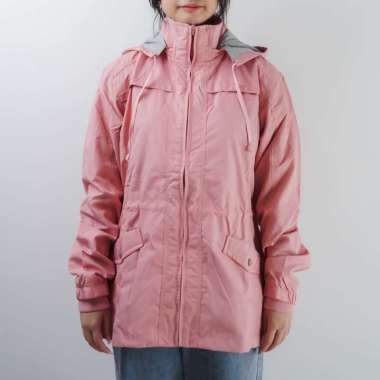 MUSTEVANS JAKET HOODIE PARASIT PARASUT PARKA WATERPROOF WANITA PINK XXXL