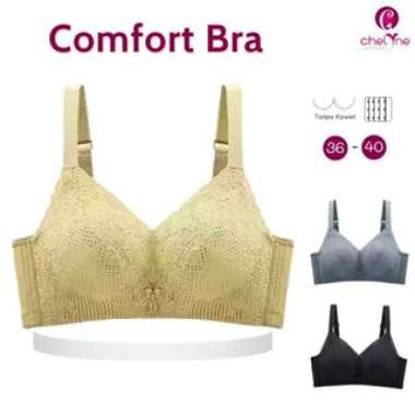 Chelyne BH Full Cup B7799 Brukat Lace Tebal - Push-Up Bra Tanpa Kawat Penyangga CreamNude 40/90