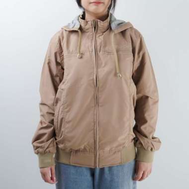 MUSTEVANS JAKET HOODIE PARASIT PARASUT WATERPROOF WANITA BEIGE/ CREAM XXXL