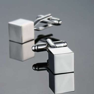 TOMMY CUFFLINK - kancing manset kancing lengan kemeja 01 SILVER CUBE