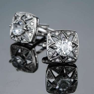 TOMMY CUFFLINK - kancing manset kancing lengan kemeja 07 SILVER CRYSTAL