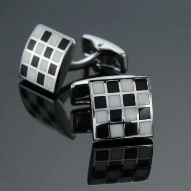 TOMMY CUFFLINK - kancing manset kancing lengan kemeja 10 B&W LATTICE
