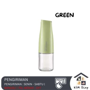 KIM SHOP Botol Minyak Goreng Kecap Cuka Kaca Otomatis Buka Tutup - Oil Storage Pot 500ml HIJAU