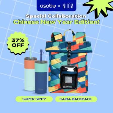 ASOBU x NIION | TUMBLER SUPER SIPPY 600ML + NIION KAIRA BACKPACK | Botol Minum Tas Backpack PASTEL T