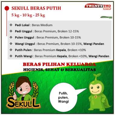 (OFFICIAL STORE) SEKULL Beras Putih Pulen WangiPemium Higienis Berkualitas Enak Bermutu Tinggi 5 kg 