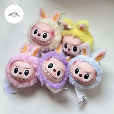 Gantungan Kunci Keychain Bagcharm Kepala Labubu Silicon - Toys Doll Mainan Anak Kuning