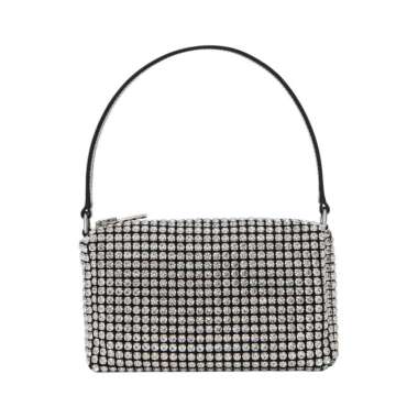 Alexander Wang Heiress Pouch In Crystal Mesh Handbag White Metallics