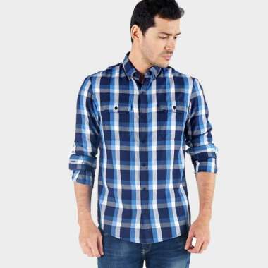 Bombboogie Kemeja Lengan Panjang Wallace Blue White 24623B5BI S Biru