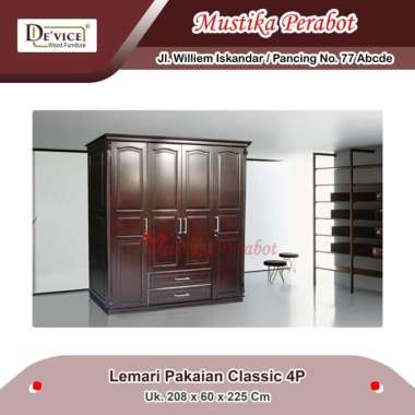 Lemari Pakaian / Lemari baju / Wardrobe Kayu 4 pintu classic