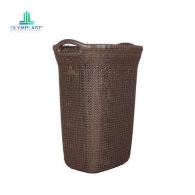 Olymplast Laundry Basket / Keranjang Baju / Keranjang Cucian Pakaian Plastik OLB motif Anyaman Brown