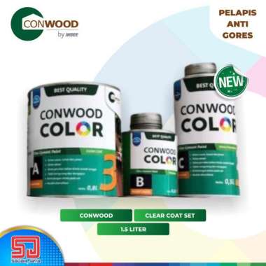 Conwood Clear Coat Cat Pelapis Lantai GRC Anti Gores 1.5 Liter SET