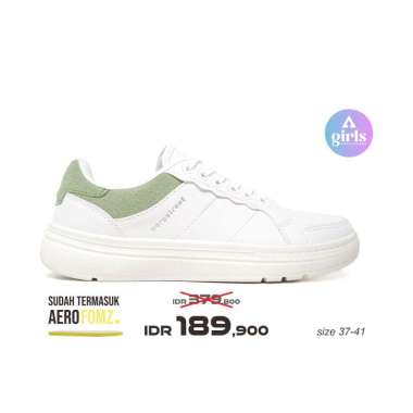 Aerostreet 37-41 Naura Putih Putih Hijau Pastel - Sepatu Sneakers Wanita 38