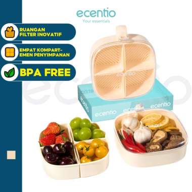 ecentio food container simpan buah bumbu dapur dan daging desain filted unik BPA Free