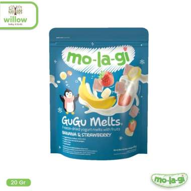 Snack Anak - Molagi Gugu Melt Freeze-Dried Yogurt Melts W/Fruit 20Gr Banana & Strawberry