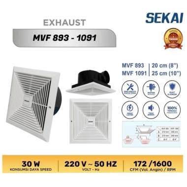 SEKAI Exhaust Fan / Kipas Angin Hexos Plafon Atap MVF1091 / MVF893 / MVF1293 MVF-893