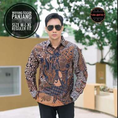 WAYANG SOGAN Kemeja Batik Pria Lengan Panjang Batik Solo Eksklusif M