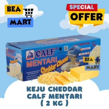 Keju Cheddar CALF MENTARI 2kg | Cheese Chedar Balok Blok Murah Kemasan 2 kg