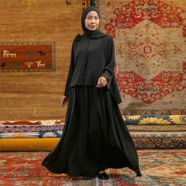 Lozy Hijab - Hanaya Tunik Blouse Set (One Set Tunik Blouse Rok Malay Bahan Katun) Black