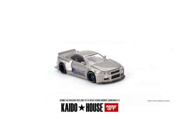 Mini GT Kaido House 143 Nissan Skyline GT-R (R34) Kaido Works SHINJUKU V1