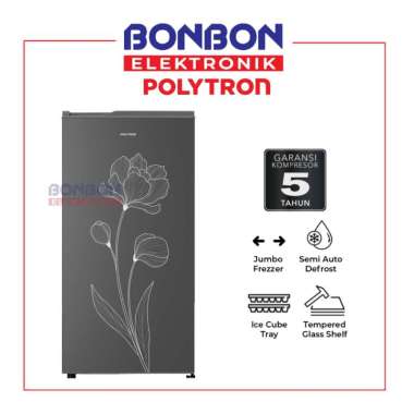 Polytron Kulkas 1 Pintu 180 L PRB 187TY / PRB187 / PRB187TY Metallic Series 180 Liter