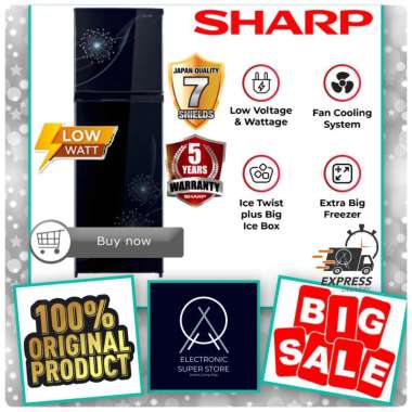 KULKAS SHARP SJ-317MG 317MG SJ317MG 2 PINTU SUPER LOW WATT LEMARI ES 2 PINTU SHARP BIG FREEZER SHARP