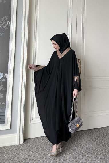 GONEGANI OFFICIAL - Kaftan Wanita Polos Ameera Kaftan Black