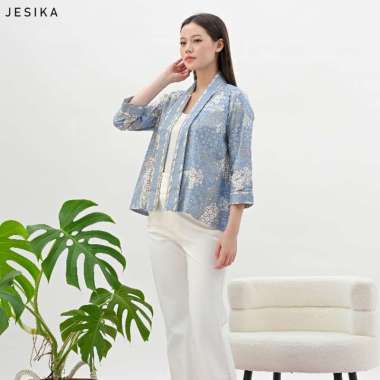 Evercloth Jesika Blazer Batik Wanita Outer Batik Perempuan Vest Luaran Batik Cewek Lengan Panjang Sa