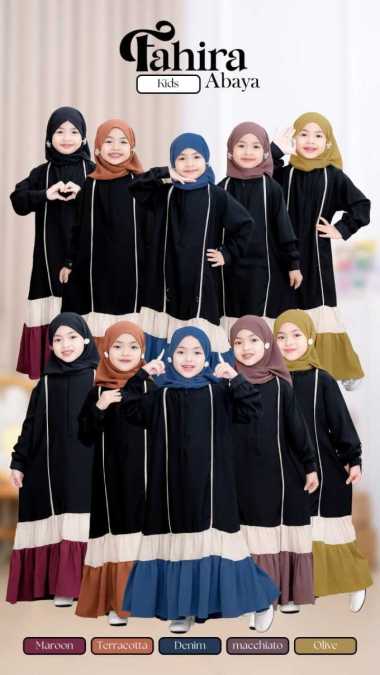 Kiukiu Fahira Kids Abaya - Gamis Abaya Anak Perempuan - Gamis Anak Umur 6-7 Tahun 8-9 Tahun| L XL Ab