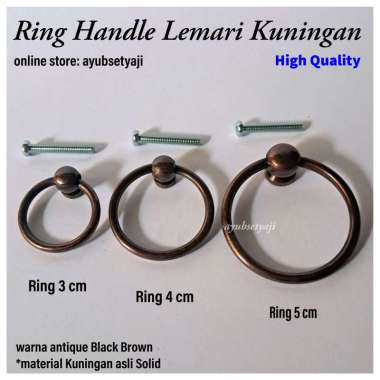Handle RING KUNINGAN Brown Antique Handle Pintu Lemari Tarikan Ring Anting BRASS SOLID Furniture mej