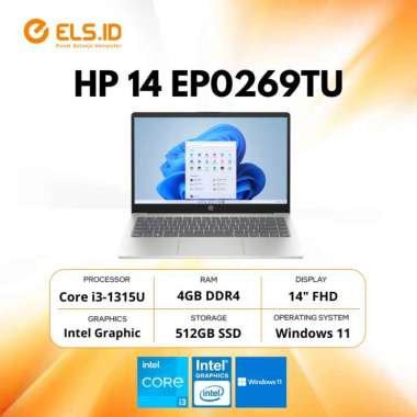HP 14 EP0269TU Intel i3-1315U 4GB SSD 512GB 14" FHD W11+OHS