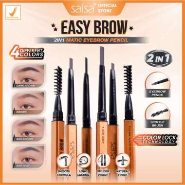 SALSA Easy Brow - Pensil alis putar matic | 2in1 Eyebrow matic | Pensil alis instan longlasting smud